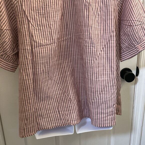 Terra & Sky Plus Size Short Sleeve Ruffle Woven Blouse Dusty Rose 3X (24W-26W) - Picture 16 of 16